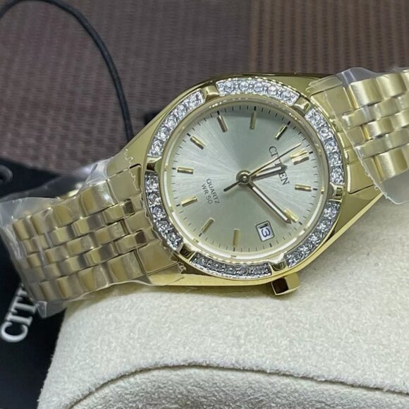 New Diamond Citizen Ladies Gold Stainless Steel Date Classic Watch main image 6